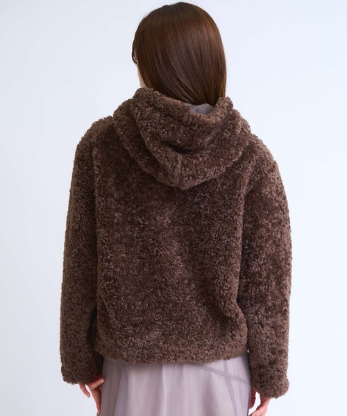 NOELA（ノエラ）の「ボアフーディーショートブルゾン（ブルゾン・レディース・ブラウン/オフホワイト・フリー）」の18枚目の写真
