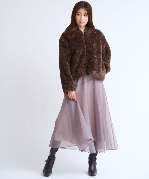 NOELA（ノエラ）の「ボアフーディーショートブルゾン（ブルゾン・レディース・ブラウン/オフホワイト・フリー）」の20枚目の写真