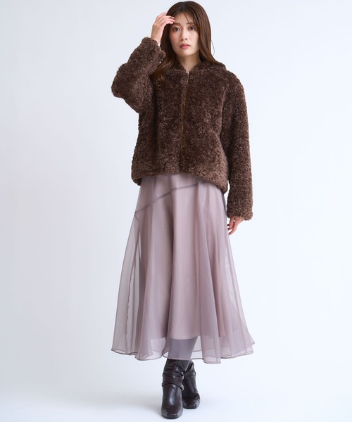 NOELA（ノエラ）の「ボアフーディーショートブルゾン（ブルゾン・レディース・ブラウン/オフホワイト・フリー）」の19枚目の写真