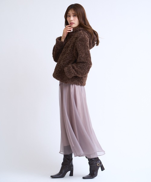 NOELA（ノエラ）の「ボアフーディーショートブルゾン（ブルゾン・レディース・ブラウン/オフホワイト・フリー）」の21枚目の写真