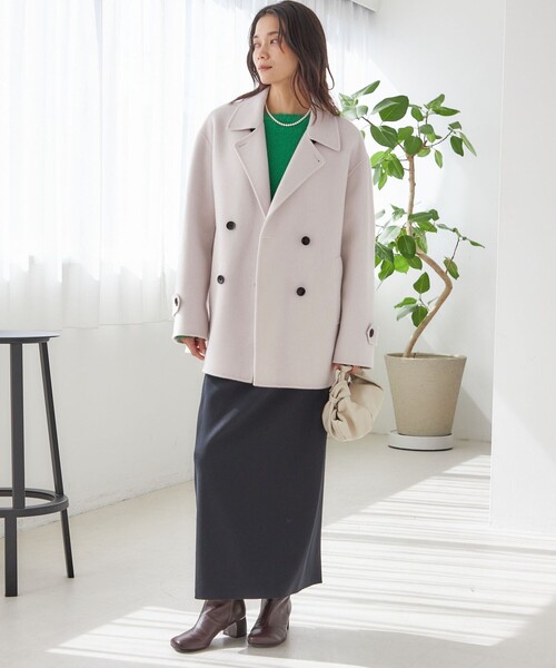 SUPER140 ダブル フェイス ショート コート（ピーコート）｜SHIPS