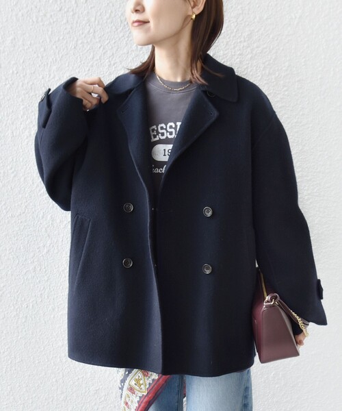 SUPER140 ダブル フェイス ショート コート（ピーコート）｜SHIPS