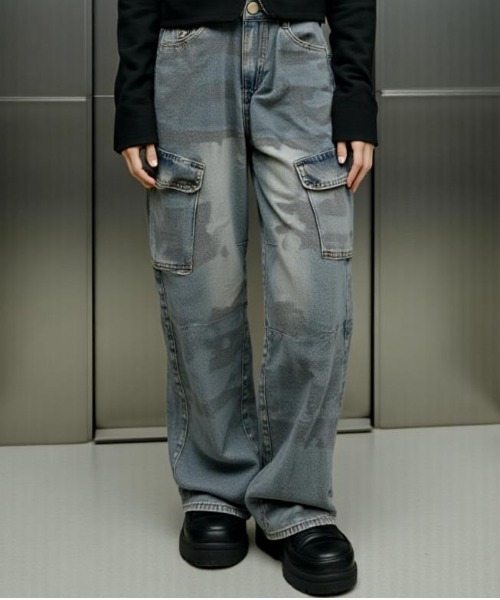 A'GEM/9 × .kom 『.KOM/ドットケーオーエム』 Camo Print Cargo Wide
