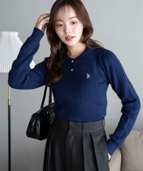 【新品タグ付き】2025✨️完売品 カデュネ ケーブル ポロ ニット濃紺 M 新品タグ付き】2025✨️完売品 カデュネ ケーブル ポロ ニット濃紺 M