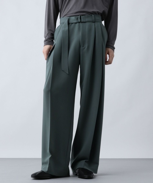 SET UP対応】ダブルウィーブディープタックワイドパンツ(HARE