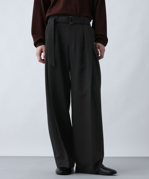 SET UP対応】ダブルウィーブディープタックワイドパンツ(HARE