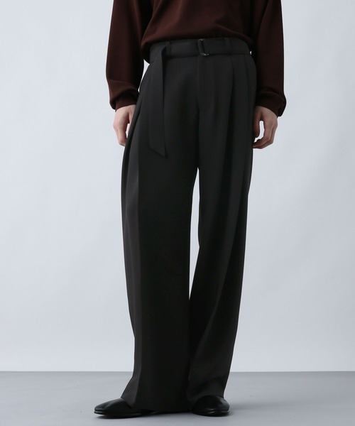 HARE(ハレ)の「【SET UP対応】ダブルウィーブディープタックワイドパンツ(HARE)(スラックス・メンズ・ブラック/グレー/ブラウン/ブルー・MEDIUM/SMALL/LARGE)」の11枚目の写真