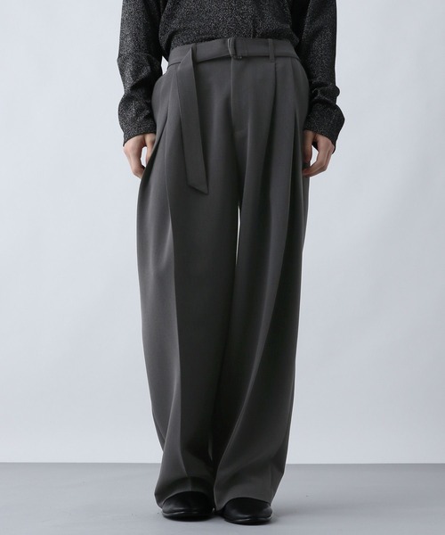 SET UP対応】ダブルウィーブディープタックワイドパンツ(HARE