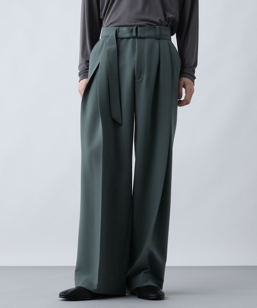 SET UP対応】ダブルウィーブディープタックワイドパンツ(HARE