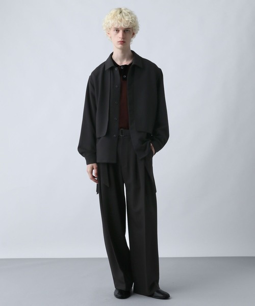 HARE(ハレ)の「【SET UP対応】ダブルウィーブディープタックワイドパンツ(HARE)(スラックス・メンズ・ブラック/グレー/ブラウン/ブルー・MEDIUM/SMALL/LARGE)」の5枚目の写真