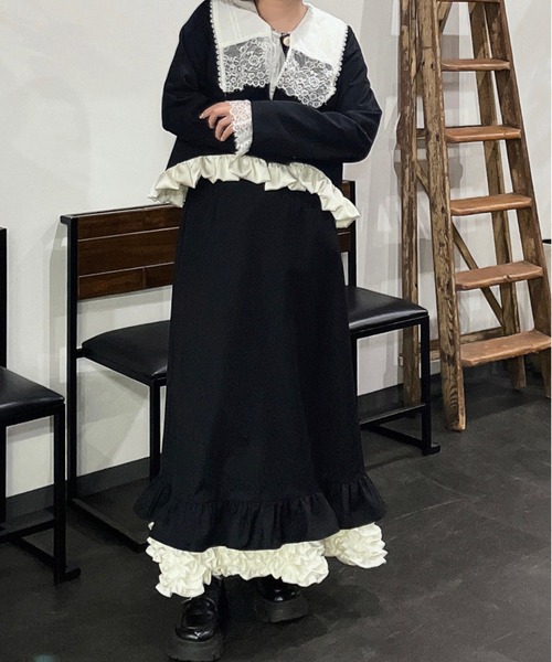 blooming frill long skirt / フリルデザインスカート idem（イデム）の「blooming frill long skirt / フリルデザイン