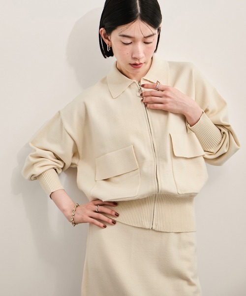 ZIPニットカーディガン/セットアップ対応（カーディガン/ボレロ
