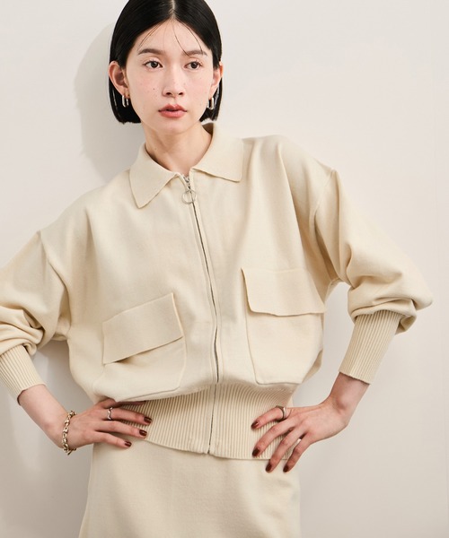 セール】ZIPニットカーディガン/セットアップ対応（カーディガン