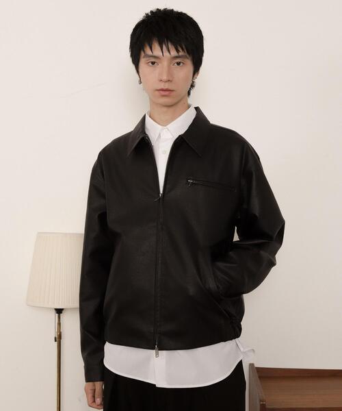 LUCY(ルーシー)の「LUCY/PUダブルZIPブルゾン(ブルゾン・メンズ・ブラウン/ブラック・LARGE/MEDIUM)」の2枚目の写真