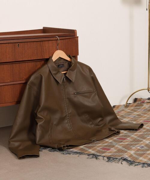 LUCY(ルーシー)の「LUCY/PUダブルZIPブルゾン(ブルゾン・メンズ・ブラウン/ブラック・LARGE/MEDIUM)」の4枚目の写真