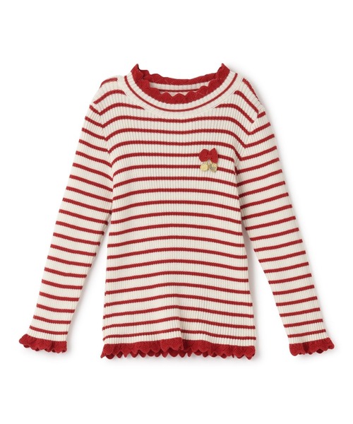 KP（ケーピー）の「リブタートル ボーダー（ニット/セーター・キッズ・ネイビー/レッド/ピンク・90cm/100cm/110cm/120cm/130cm/140cm/150cm）」の3枚目の写真