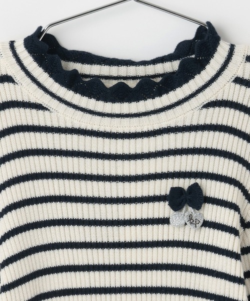 KP（ケーピー）の「リブタートル ボーダー（ニット/セーター・キッズ・ネイビー/レッド/ピンク・90cm/100cm/110cm/120cm/130cm/140cm/150cm）」の5枚目の写真