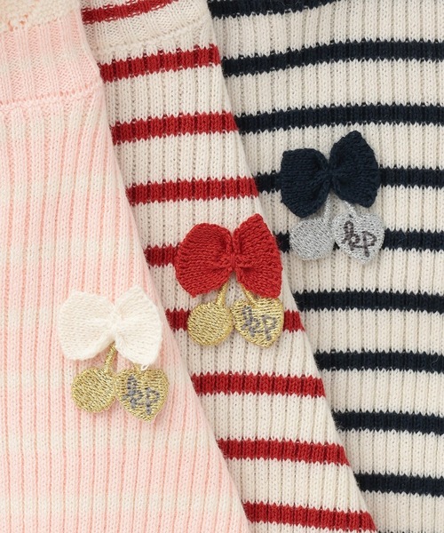 KP（ケーピー）の「リブタートル ボーダー（ニット/セーター・キッズ・ネイビー/レッド/ピンク・90cm/100cm/110cm/120cm/130cm/140cm/150cm）」の6枚目の写真