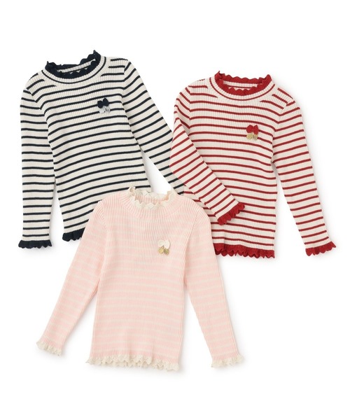 KP（ケーピー）の「リブタートル ボーダー（ニット/セーター・キッズ・ネイビー/レッド/ピンク・90cm/100cm/110cm/120cm/130cm/140cm/150cm）」の10枚目の写真