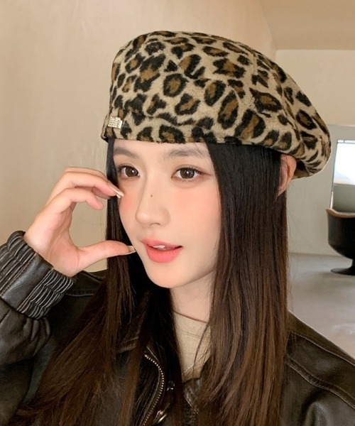 Ritzy（リッツィー）の「レオパード柄ベレー帽（ハンチング/ベレー帽・レディース・グレー/ピンク/ベージュ・FREE）」の2枚目の写真