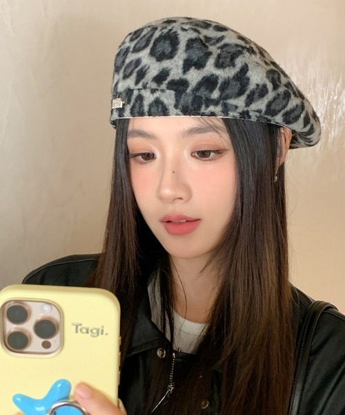 Ritzy（リッツィー）の「レオパード柄ベレー帽（ハンチング/ベレー帽・レディース・グレー/ピンク/ベージュ・FREE）」の5枚目の写真