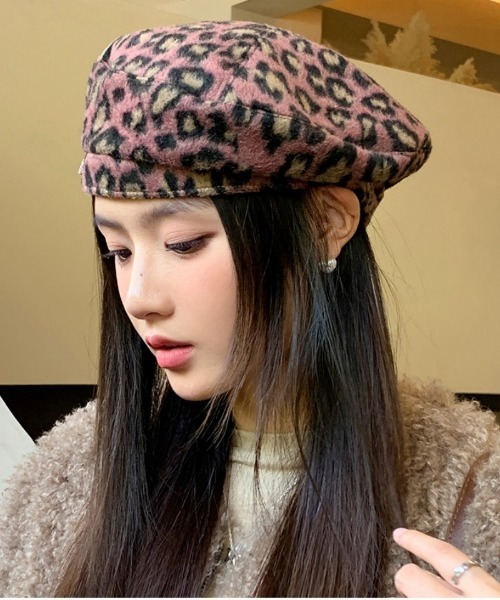 Ritzy（リッツィー）の「レオパード柄ベレー帽（ハンチング/ベレー帽・レディース・グレー/ピンク/ベージュ・FREE）」の8枚目の写真