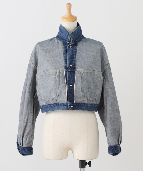 KURO（クロ）の「KURO SELVEDGE CROPPED TRUCKER JACKET 964178：デニムジャケット（デニムジャケット・レディース・ブルー系その他・MEDIUM）」の19枚目の写真