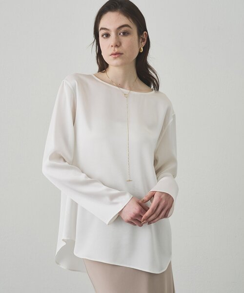 【新品】Drawing Numbersサテンボートブラウス 人気定番 Drawing Numbers】サテンボートブラウス（シャツ/ブラウス）｜Drawing