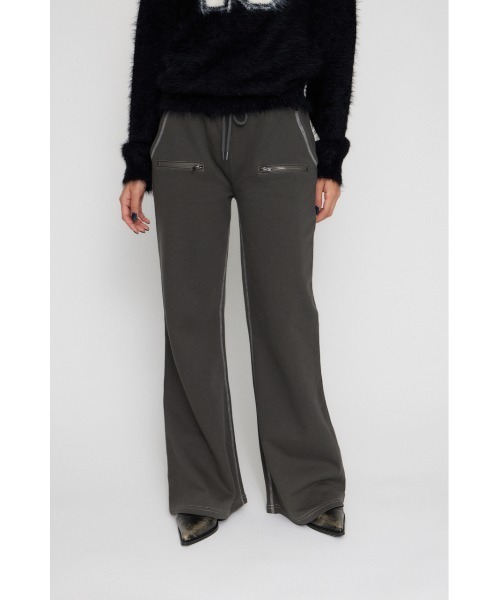 LAGUA GEM（ラグアジェム）の「STITCH ZIP SWEAT パンツ（スウェットパンツ・レディース・杢グレー/チャコールグレー/ライトカーキ・MEDIUM/SMALL）」の2枚目の写真