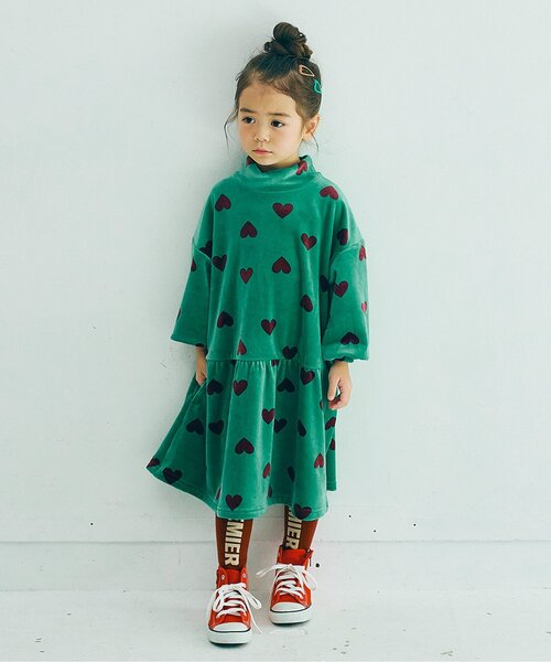 p.premier(ピードットプルミエ)の「【ジュニア対応】ベロアタッチのメルティ起毛フリースぬくぬくワンピース(ワンピース・キッズ・グリーン/レッド/ブラウン/その他2/ネイビー/イエロー・110/120/130/140/80/90/100)」の12枚目の写真