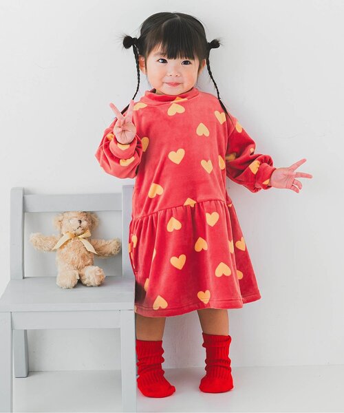 p.premier(ピードットプルミエ)の「【ジュニア対応】ベロアタッチのメルティ起毛フリースぬくぬくワンピース(ワンピース・キッズ・グリーン/レッド/ブラウン/その他2/ネイビー/イエロー・110/120/130/140/80/90/100)」の22枚目の写真