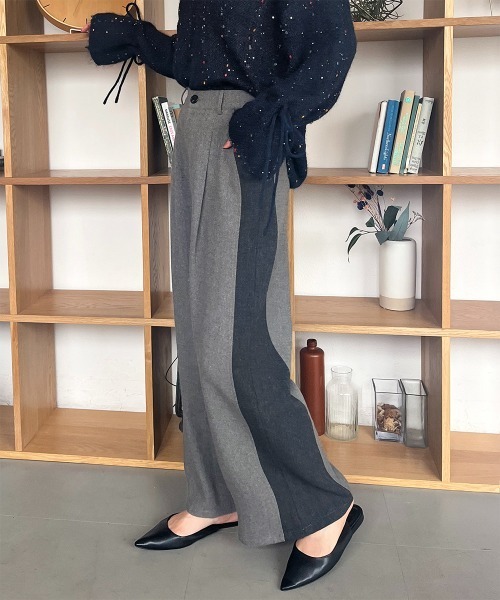 Rejoule(リジュール)の「配色デザイン ツイード調バイカラーワイドスラックス(その他パンツ・レディース・グレー/ブラック・S/M)」の4枚目の写真
