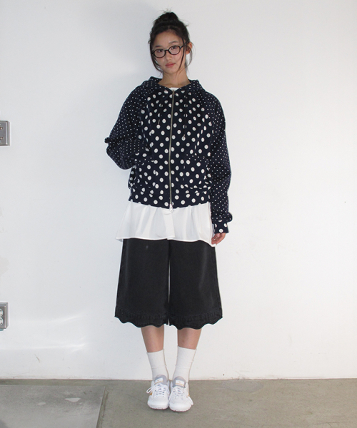 RONRON(ロンロン)の「DOT RAGLAN HOODED ZIP UP NAVY(パーカー・レディース・その他・FREE)」の2枚目の写真