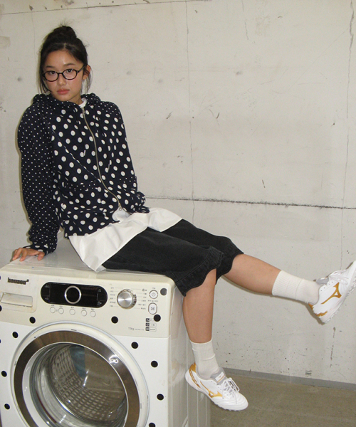 RONRON(ロンロン)の「DOT RAGLAN HOODED ZIP UP NAVY(パーカー・レディース・その他・FREE)」の4枚目の写真