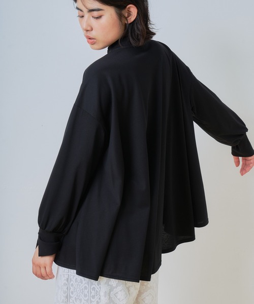WHYTO.(ホワイト)の「「WHYTO. / ホワイト」AラインフレアTシャツ(Tシャツ/カットソー・レディース・パープル/ブラック/オフホワイト・38/36)」の1枚目の写真