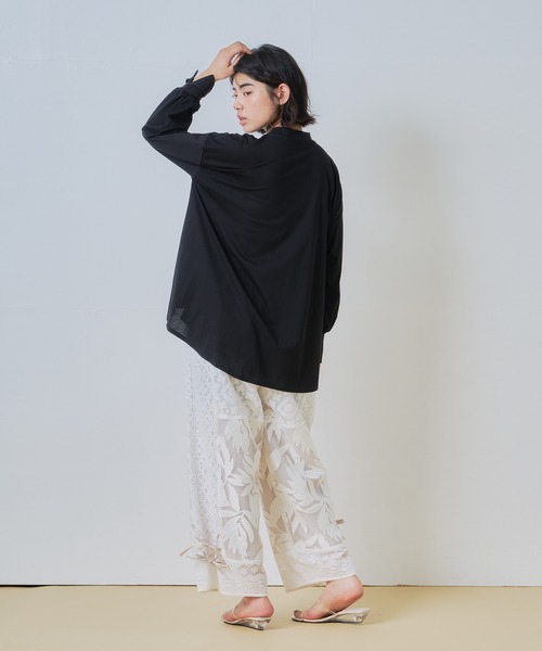 WHYTO.(ホワイト)の「「WHYTO. / ホワイト」AラインフレアTシャツ(Tシャツ/カットソー・レディース・パープル/ブラック/オフホワイト・38/36)」の13枚目の写真
