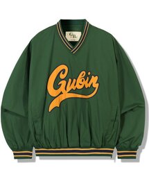 GUBIN（グビン）の「Retro V-neck Nylon Pullover - Green（スウェット・メンズ）」