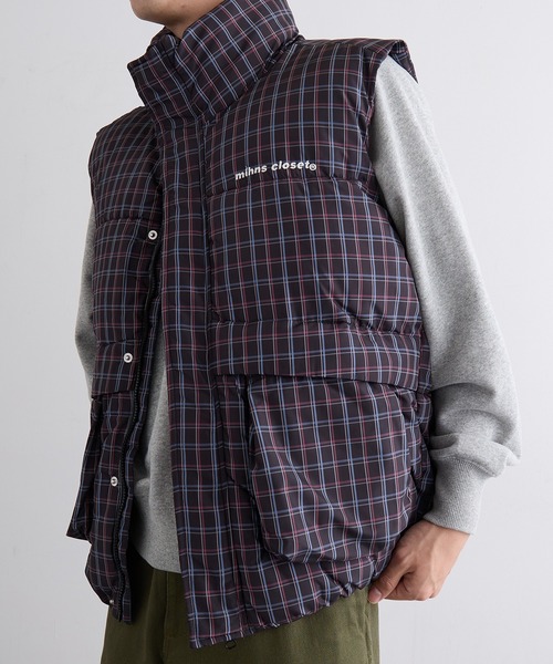 mihns closet(ミンズクローゼット)の「【mihns closet】mc 中綿ユーティリティベスト(ダウンベスト・メンズ・オフホワイト/スモーキーグリーン系/ブラック系その他2/ブラック系1・M/L/LL)」の2枚目の写真