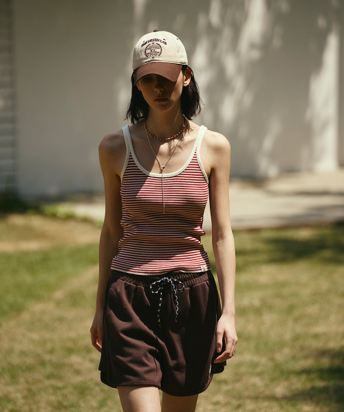 THE GREEN LAB（ザグリーンラボ）の「ストライプクロップニットスリーブレスナシトップ[レッド]（Tシャツ/カットソー・レディース・その他・FREE）」の5枚目の写真