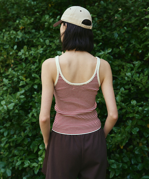 THE GREEN LAB（ザグリーンラボ）の「ストライプクロップニットスリーブレスナシトップ[レッド]（Tシャツ/カットソー・レディース・その他・FREE）」の8枚目の写真