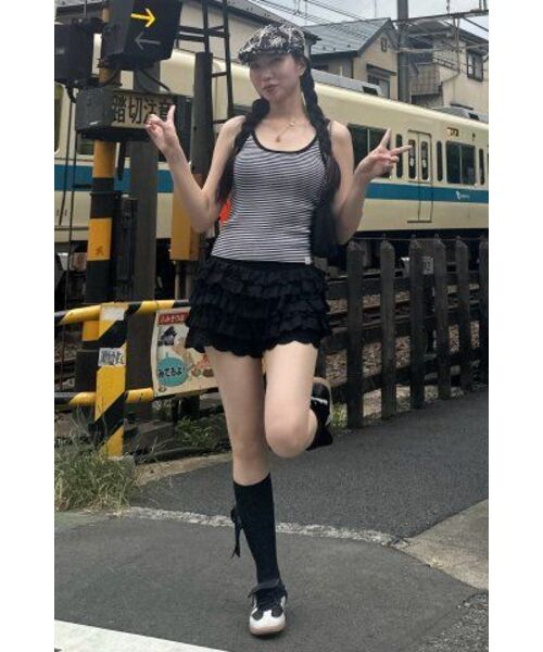 THE GREEN LAB（ザグリーンラボ）の「ストライプクロップニットスリーブレスナシトップ[レッド]（Tシャツ/カットソー・レディース・その他・FREE）」の15枚目の写真
