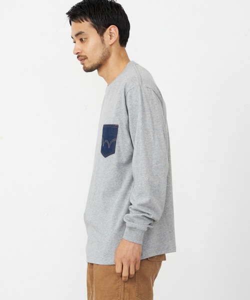 EDWIN(エドウィン)の「EDWIN エドウィン デニムポケット Tシャツ 長袖(Tシャツ/カットソー・メンズ・マスタード/ブラック/グレー/ホワイト・X-LARGE/MEDIUM/LARGE)」の6枚目の写真