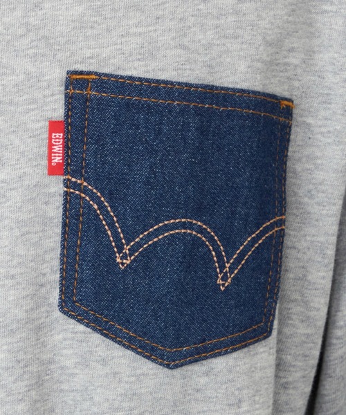 EDWIN(エドウィン)の「EDWIN エドウィン デニムポケット Tシャツ 長袖(Tシャツ/カットソー・メンズ・マスタード/ブラック/グレー/ホワイト・X-LARGE/MEDIUM/LARGE)」の9枚目の写真