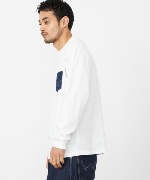 EDWIN(エドウィン)の「EDWIN エドウィン デニムポケット Tシャツ 長袖(Tシャツ/カットソー・メンズ・マスタード/ブラック/グレー/ホワイト・X-LARGE/MEDIUM/LARGE)」の14枚目の写真