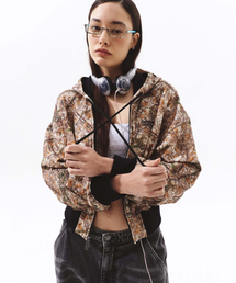 REAL TREE CROP HOOD ZIP-UP BROWN