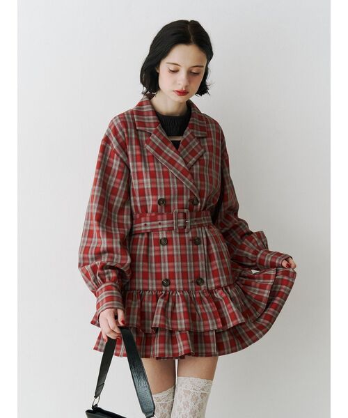 ヘムフリルトレンチミニワンピース 春服 レンチコート（ワンピース