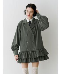 jouetie（ジュエティ）の「ヘムフリルトレンチミニワンピース 春服　赤チェック　ベージュ　グレー（ワンピース）」