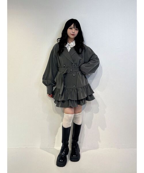 jouetie ヘムフリルトレンチミニワンピース グレー M セール】ヘムフリルトレンチミニワンピース 春服 レンチコート