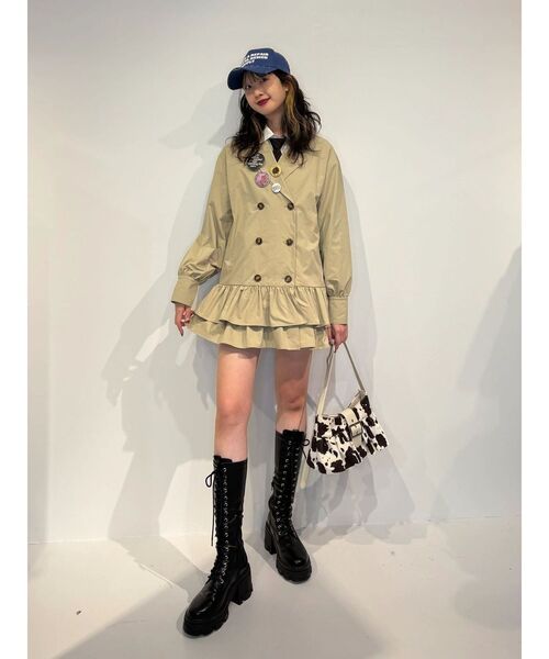jouetie ヘムフリルトレンチミニワンピース セール】ヘムフリルトレンチミニワンピース 春服 レンチコート