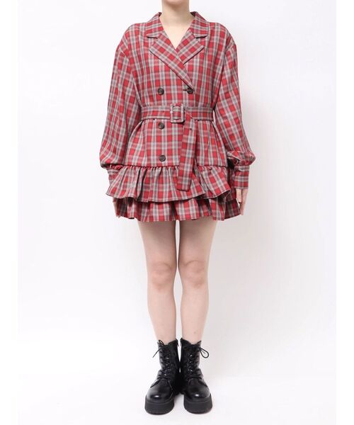 ヘムフリルトレンチミニワンピース 春服 レンチコート（ワンピース